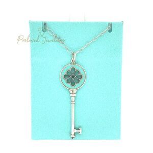 T&Co. Silver Teal Key Pendant Necklace